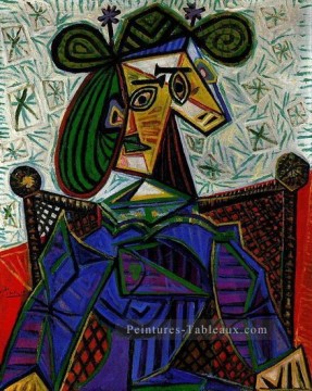  femme - Femme assise dans un fauteuil 1 1940 cubiste Pablo Picasso